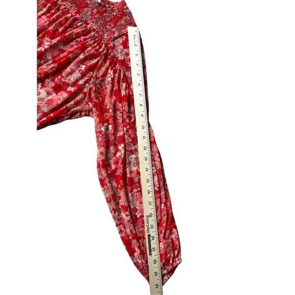 Free People Up For Anything Top size XS Red Floral Boho - Picture 5 of 10